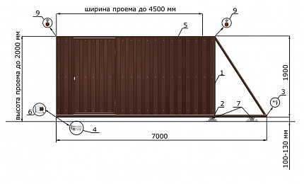 Откатные ворота из дерева серии ЭКО, купить в любом городе России с доставкой, размер 4 500х2 000, цвет e128fd62-9af7-11e3-81d6-e447bd2f56ba, цена 72 620 руб.